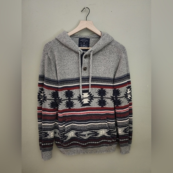 American Eagle Outfitters Tops - American Eagle Hooded Sweater Womens Size Small Holiday